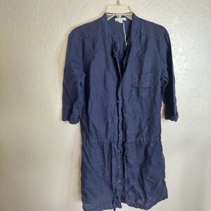 James Perse Marjoram Summer Linen Drawstring Shirt Dress Sz 2/M